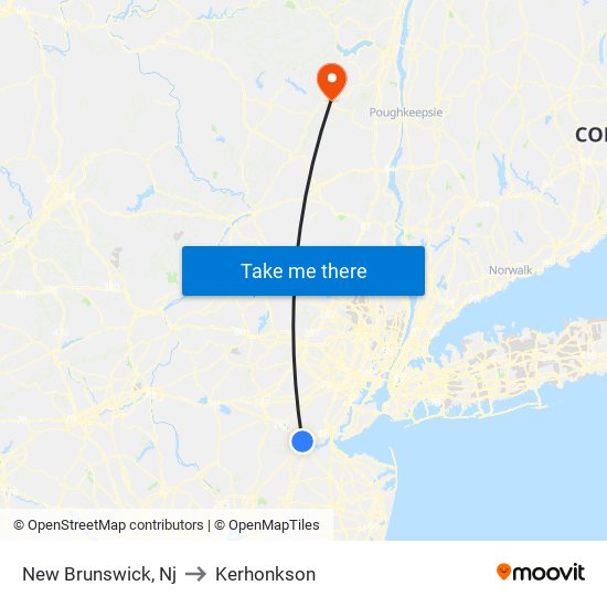 New Brunswick, Nj to Kerhonkson map