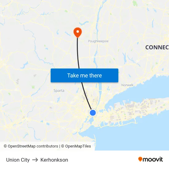 Union City to Kerhonkson map