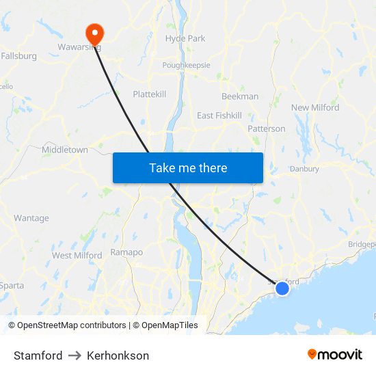 Stamford to Kerhonkson map