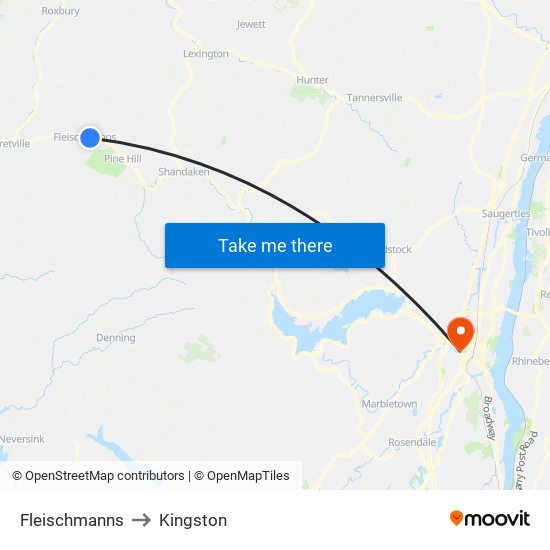 Fleischmanns to Kingston map