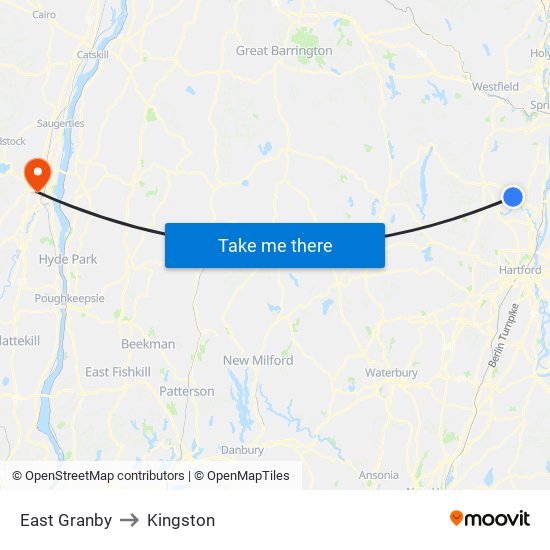 East Granby to Kingston map