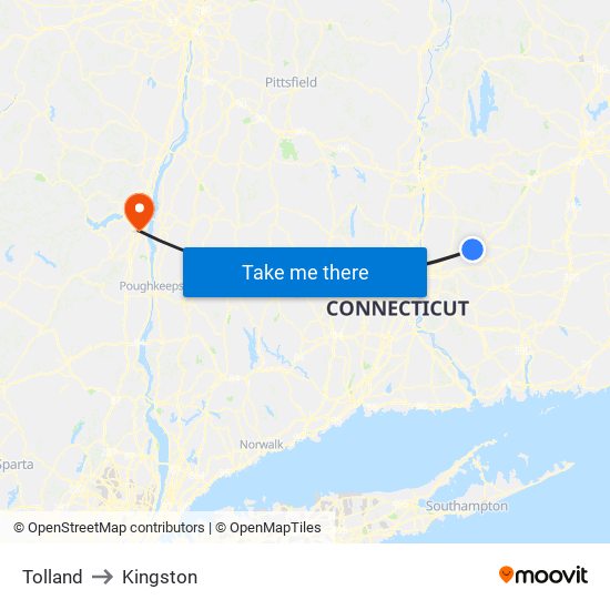 Tolland to Kingston map