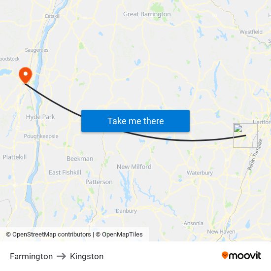 Farmington to Kingston map