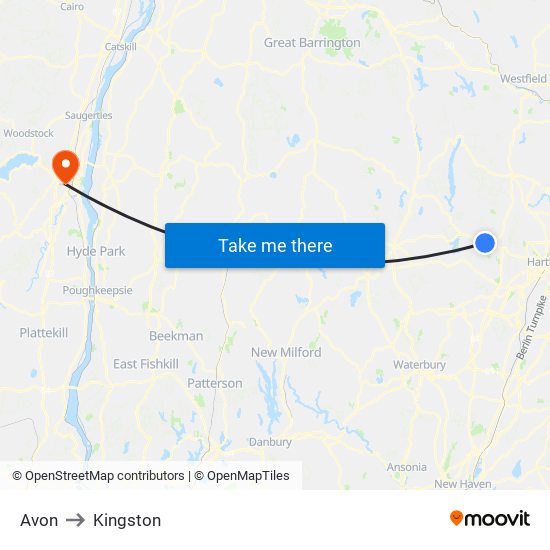 Avon to Kingston map