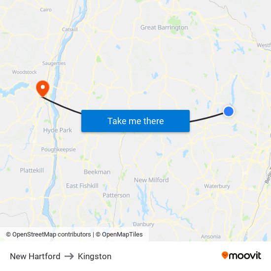 New Hartford to Kingston map