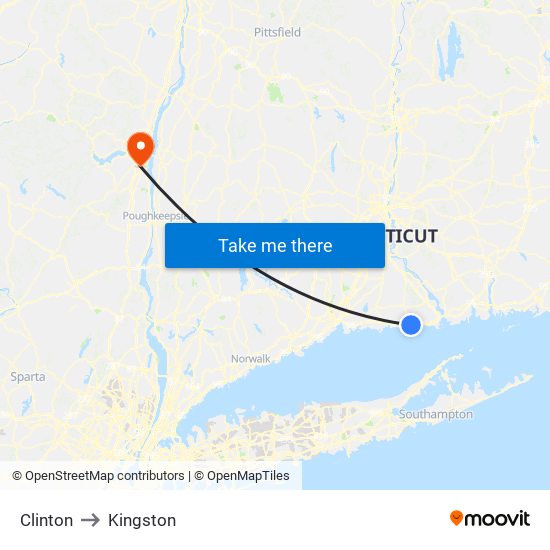 Clinton to Kingston map