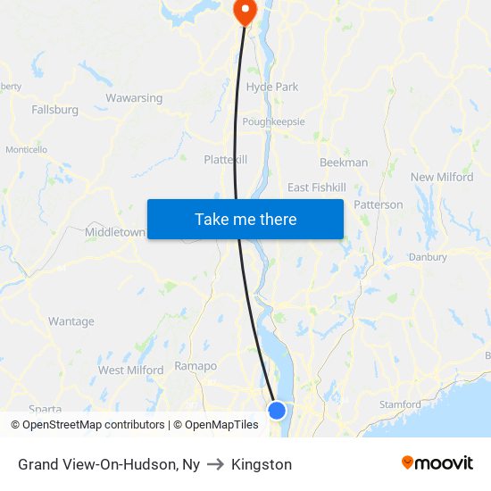 Grand View-On-Hudson, Ny to Kingston map