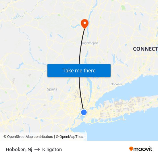 Hoboken, Nj to Kingston map