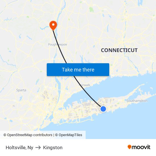 Holtsville, Ny to Kingston map