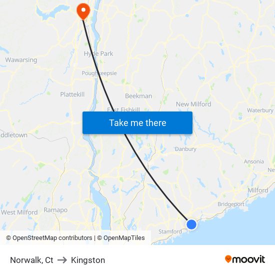 Norwalk, Ct to Kingston map