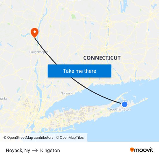 Noyack, Ny to Kingston map