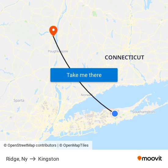 Ridge, Ny to Kingston map