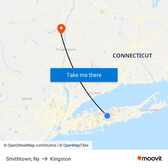 Smithtown, Ny to Kingston map