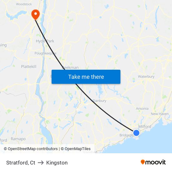 Stratford, Ct to Kingston map