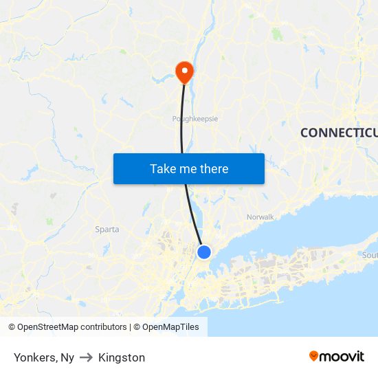 Yonkers, Ny to Kingston map