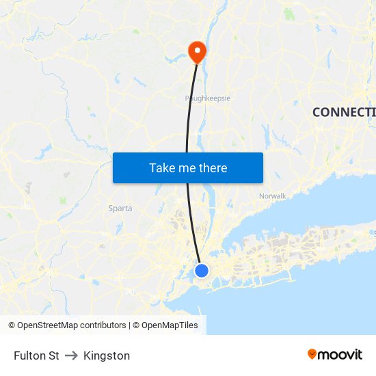 Fulton St to Kingston map