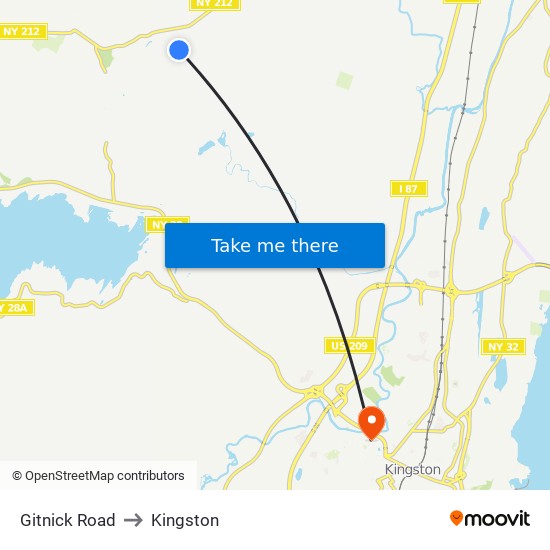 Gitnick Road to Kingston map