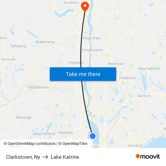 Clarkstown, Ny to Lake Katrine map