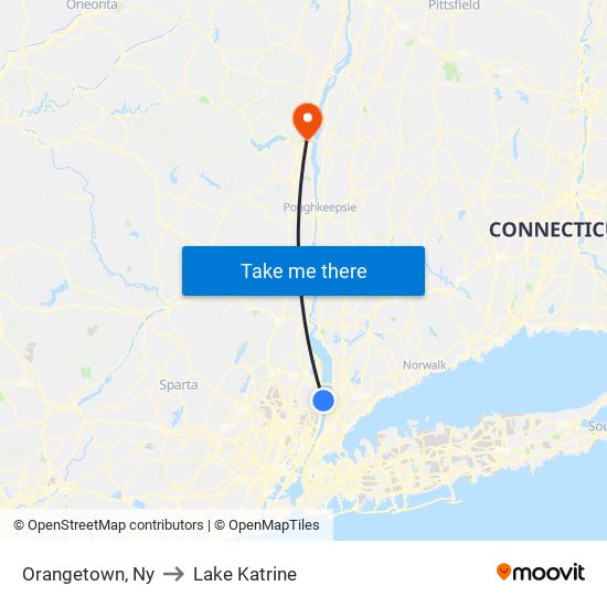 Orangetown, Ny to Lake Katrine map