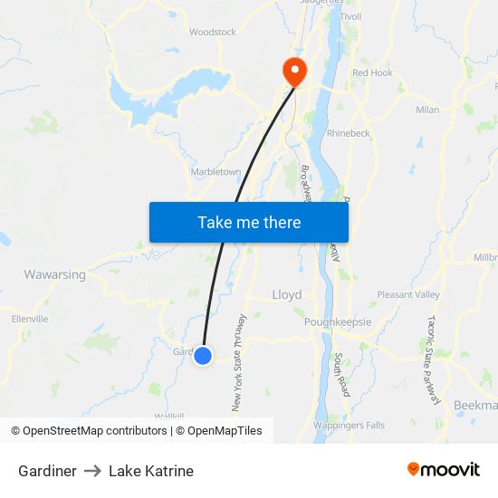 Gardiner to Lake Katrine map