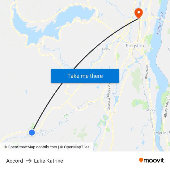 Accord to Lake Katrine map