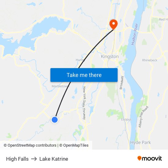 High Falls to Lake Katrine map