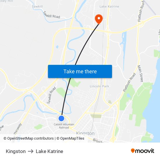 Kingston to Lake Katrine map