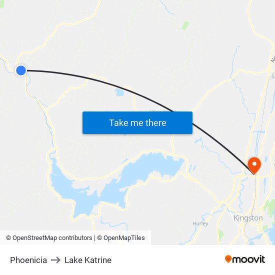 Phoenicia to Lake Katrine map