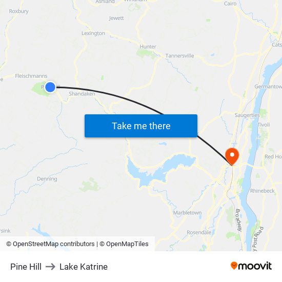 Pine Hill to Lake Katrine map