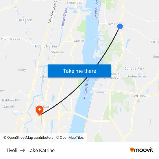 Tivoli to Lake Katrine map