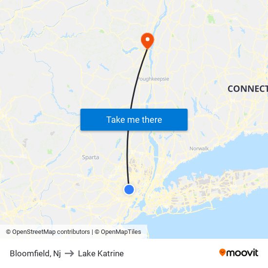 Bloomfield, Nj to Lake Katrine map
