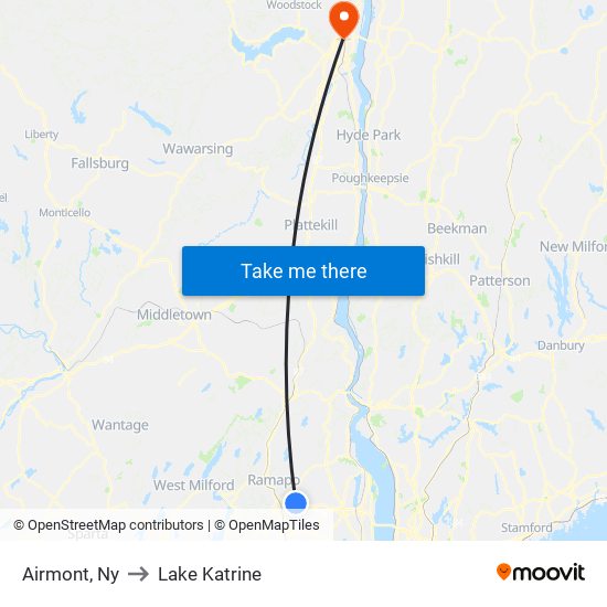 Airmont, Ny to Lake Katrine map