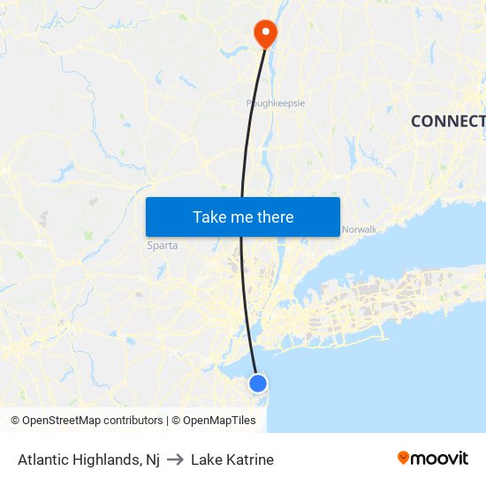 Atlantic Highlands, Nj to Lake Katrine map