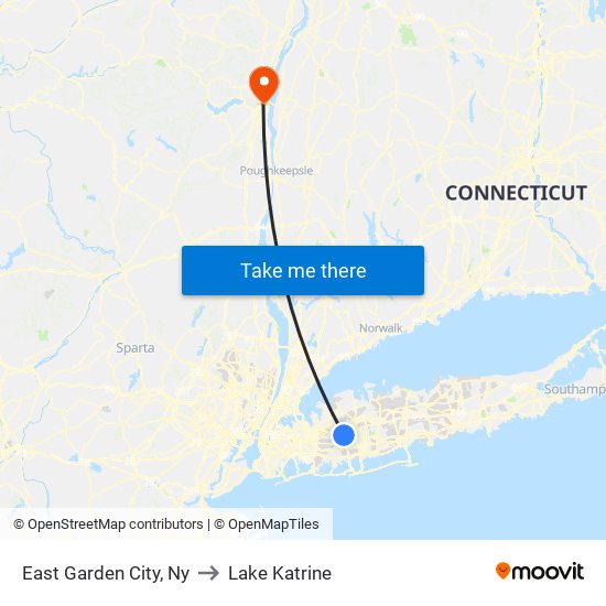 East Garden City, Ny to Lake Katrine map