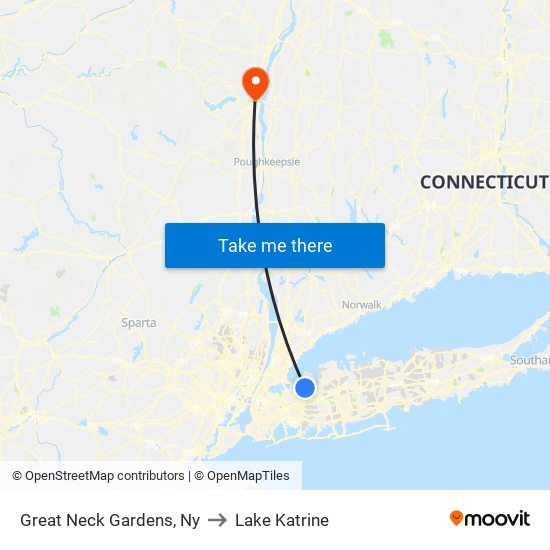 Great Neck Gardens, Ny to Lake Katrine map