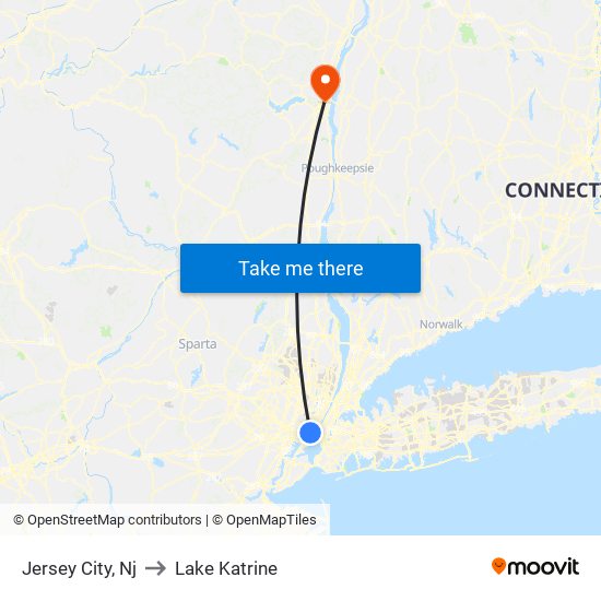 Jersey City, Nj to Lake Katrine map