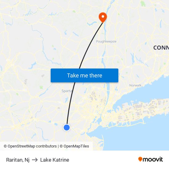 Raritan, Nj to Lake Katrine map