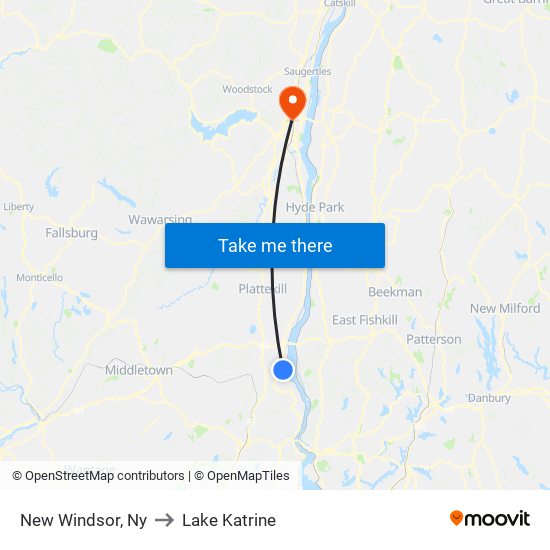 New Windsor, Ny to Lake Katrine map