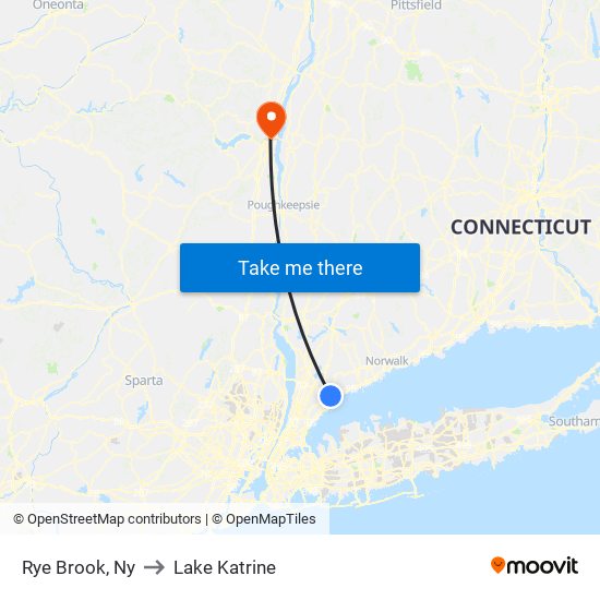 Rye Brook, Ny to Lake Katrine map