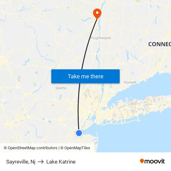 Sayreville, Nj to Lake Katrine map