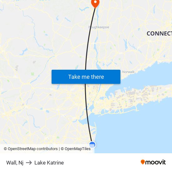 Wall, Nj to Lake Katrine map