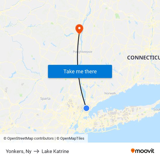 Yonkers, Ny to Lake Katrine map