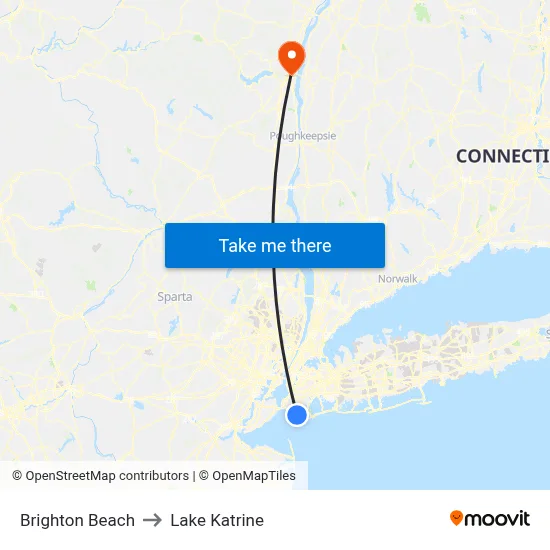 Brighton Beach to Lake Katrine map