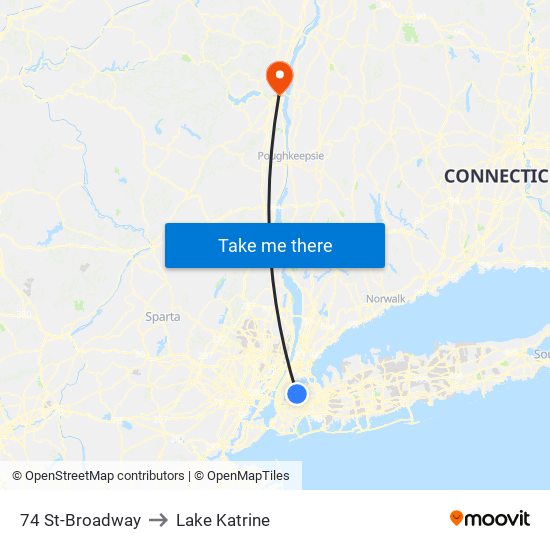 74 St-Broadway to Lake Katrine map