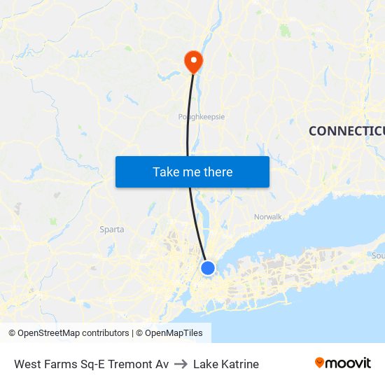 West Farms Sq-E Tremont Av to Lake Katrine map