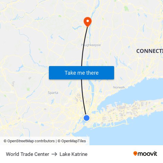 World Trade Center to Lake Katrine map