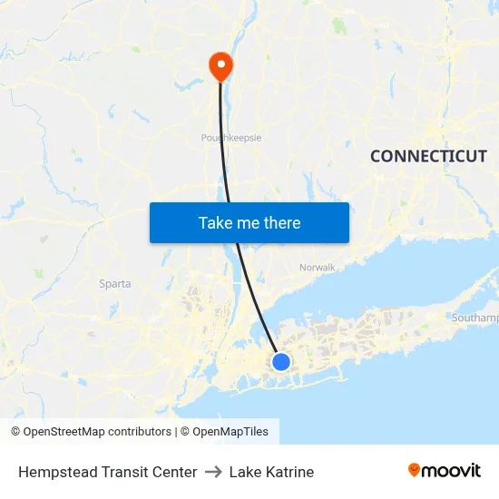 Hempstead Transit Center to Lake Katrine map