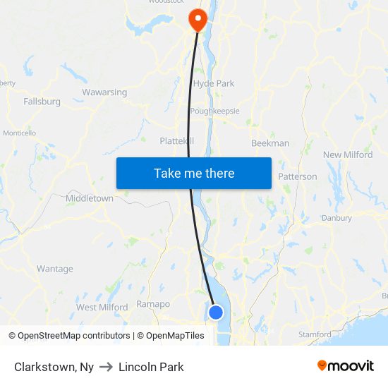 Clarkstown, Ny to Lincoln Park map