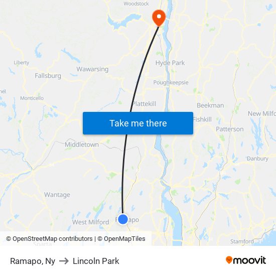 Ramapo, Ny to Lincoln Park map