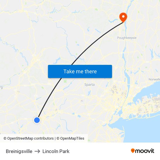 Breinigsville to Lincoln Park map